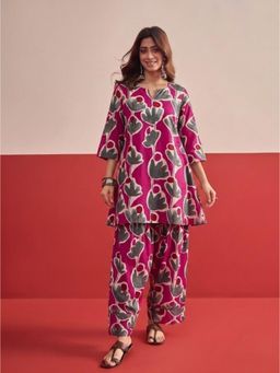 InWeave - Women Pink Casual Regular Fit Co-Ord Set