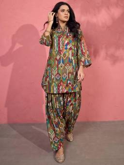 InWeave - Women Olive Casual Regular Fit Co-Ord Set