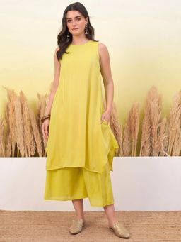 InWeave - Women Yellow Casual Regular Fit Kurta and Palazzo