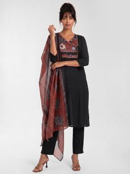 max - Women Black Festive A-Line Fit Kurta and Pant with Dupatta