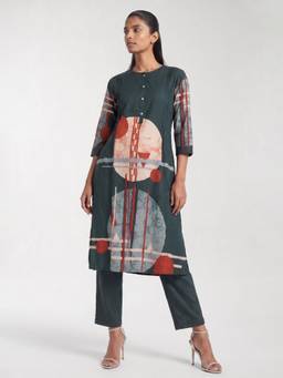 max - Women Teal Festive Straight Fit Kurta and Pant