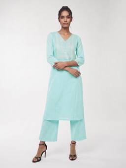 max - Women Blue Festive Straight Fit Kurta and Pant