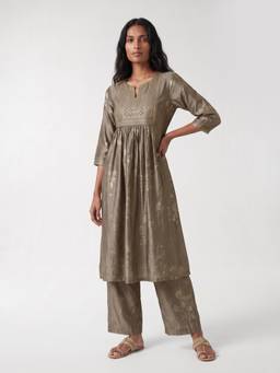 max - Women Grey Festive A-Line Fit Kurta and Pant