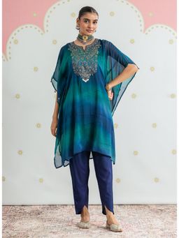 Lakshita - Women Blue Festive Relaxed Fit Kaftan and Pant