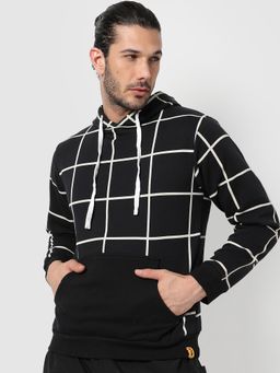 Campus Sutra - Men Checked Hooded Sweatshirt