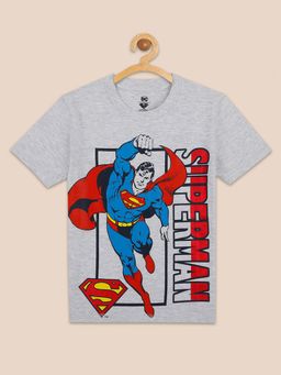 Kidsville - Kids Boys Superman Printed Grey Melange Tshirt
