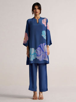 Ganga Fashions - Blue Flower Print Co-Ord (Set of 2)