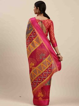 Rajnandini - Blue and Pink Kota Silk Jamdani Printed Traditional Saree with Unstitched Blouse