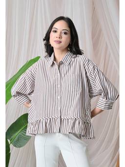 MYMASHA - Brown Ruffle Shirt