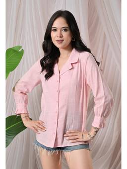 MYMASHA - Blush Pink Ruffle Sleeve Shirt