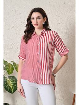 MYMASHA - Women Red Striped Shirt