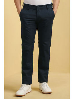 Allen Solly - Men Navy Blue Slim Fit Textured Casual Trouser