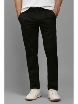 Louis Philippe - Men Black Slim Fit Solid Pleated Casual Trouser