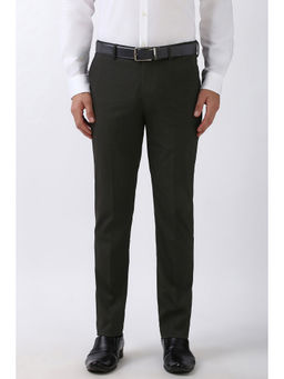 Peter England - Men Dark Brown Checks Slim Fit Trouser