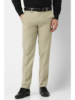 Van Heusen - Men Beige Solid Slim Fit Trouser