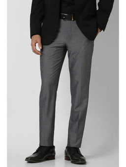 Van Heusen - Men Grey Textured Slim Fit Trouser