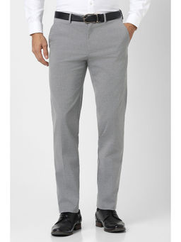 Van Heusen - Men Grey Textured Slim Fit Trouser