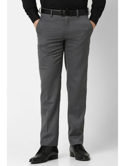 Van Heusen - Men Grey Textured Slim Fit Trouser