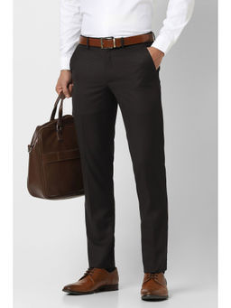 Van Heusen - Men Brown Solid Slim Fit Trouser