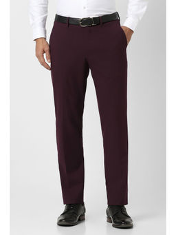 Van Heusen - Men Maroon Solid Slim Fit Trouser