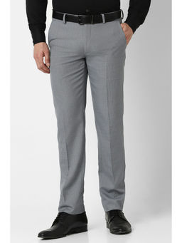 Van Heusen - Men Grey Textured Slim Fit Trouser