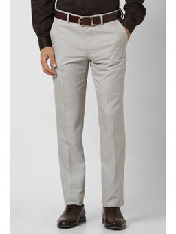 Van Heusen - Men Grey Textured Slim Fit Trouser