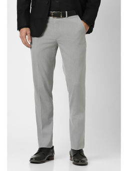 Van Heusen - Men Grey Textured Slim Fit Trouser