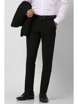 Van Heusen - Men Black Solid Slim Fit Trouser
