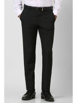 Van Heusen - Men Black Solid Slim Fit Trouser