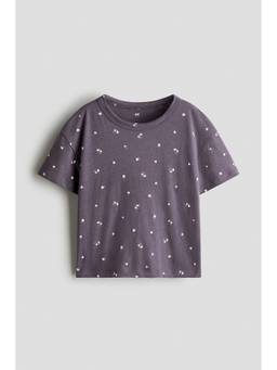 H&M - Girls Purple Printed Cotton T-Shirt