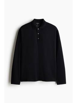 H&M - Men Black Cooling Regular Fit Long-Sleeved Polo T-Shirt