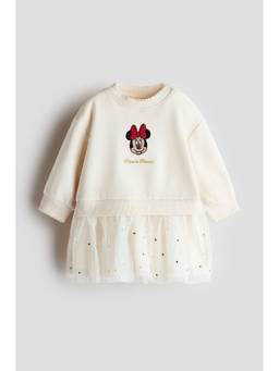 H&M - Girls White Tulle-Skirt Sweatshirt Dress