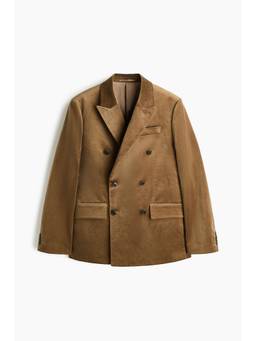 H&M - Men Brown Relaxed Fit Double-Breasted Jacket