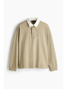 H&M - Men Beige Relaxed Fit Cotton Rugby Polo T-Shirt