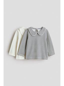 H&M - Girls Multi-Color 2-Pack Collared Cotton Tops