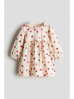 H&M - Girls Off White Printed Cotton Dress