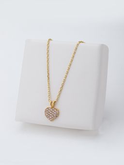 Carlton London - Women Gold-Plated CZ Studded Pendant with Chain