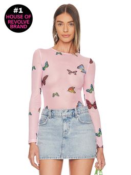 superdown - Ari Butterfly Mesh Top Pink