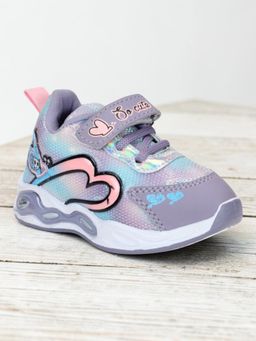 Lil Lollipop - Kids So Cute Text Designed Velcro Sneakes- Mauve