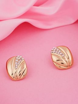 Estele - Gold Plated Splendid Stud Earrings with Crystals for Women