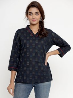Miravan - Womens Blue Print Indigo Top Blue
