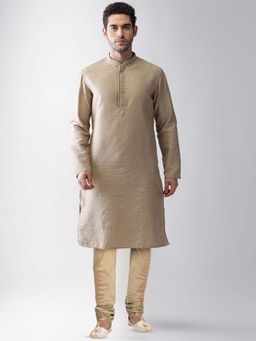 KISAH - Men Silk Blend Beige Kurta