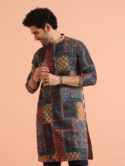 KISAH - Men Cotton Blend Multi-Color Kurta