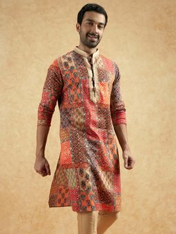 KISAH - Men Art Silk Multi-Color Kurta