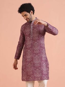 KISAH - Men Cotton Blend Maroon Kurta