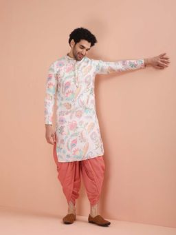 KISAH - Men Digital Print Pashmina Kurta and Dhoti - Multi-Color