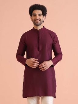 KISAH - Men Cotton Blend Maroon Kurta