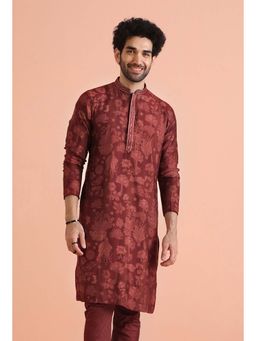 KISAH - Men Cotton Blend Maroon Kurta