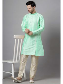 UTSAV FASHION - Men Green Embroidered High Slit Sequined Kurta and Pant