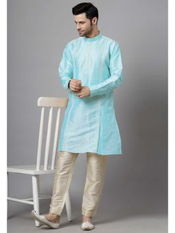 UTSAV FASHION - Men Blue Embroidered High Slit Sequined Kurta and Pant